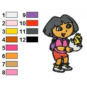 Dora The Explorer with Chick Embroidery Design